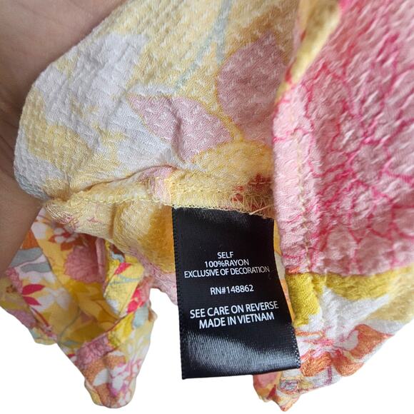 Torrid Top Floral Blouse Women 1X Yellow Bell Sleeve Blouse Embroidered Blouse - Picture 8 of 9